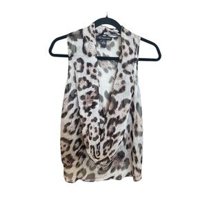 INC International Concepts Animal Print deep cowl neck